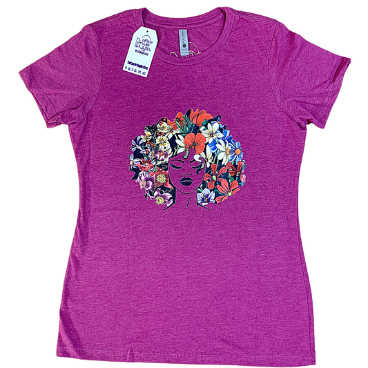 Afro Flower Power Ladies Fit Summer T-shirt
