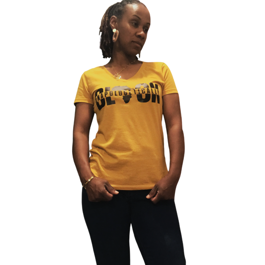 Unapolgetically Black Africa Woman's V-Neck and Crew T-shirt